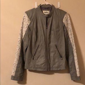 Daytrip gray and white lace leather jacket